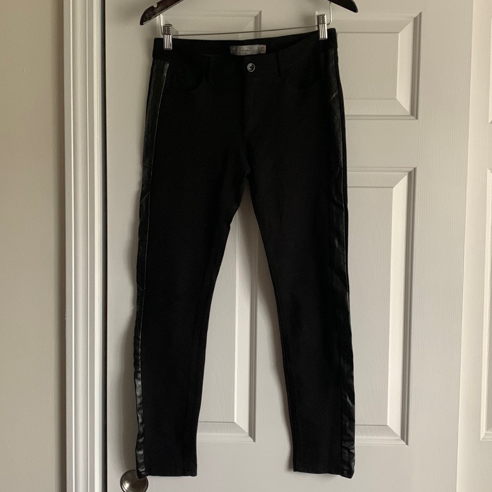 Paige 5 pocket stretch pant with leather detail